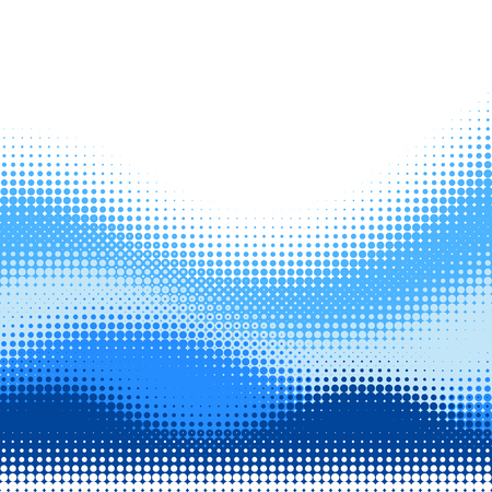 Multiple blue Halftone wave vector background, with upper white copy spaceのイラスト素材