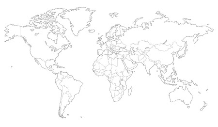 High quality Outlined vector map of the world with only straight linesのイラスト素材