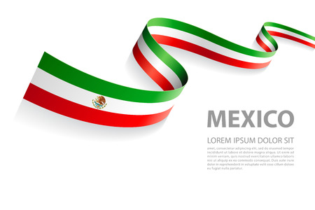 Vector Illustration Banner with Mexican Flag colors in a perspective viewのイラスト素材