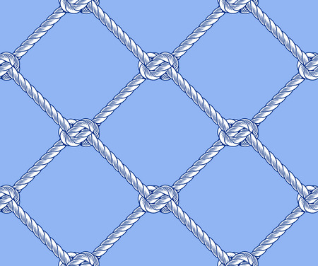 Rope net with knots seamless pattern illustration on a light blue background.のイラスト素材