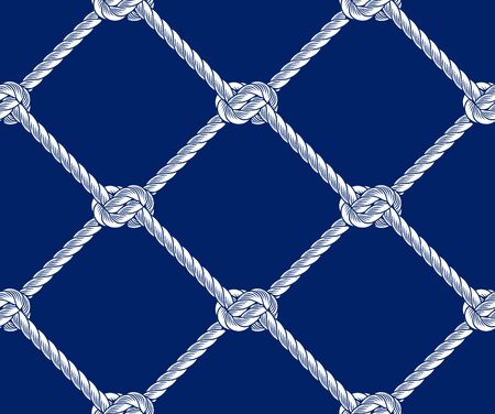 Rope net with knots seamless pattern illustration on a dark blue background.のイラスト素材