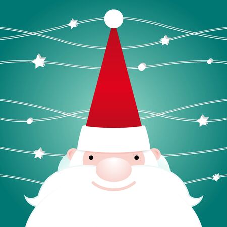 Christmas illustration with a funny and cheerful santa for christmas greeting cards or labelsのイラスト素材