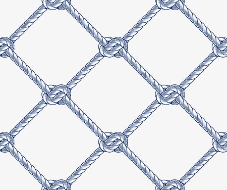 Rope net with knots seamless pattern illustration on a light gray background.のイラスト素材