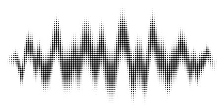 A black-colored sound wave composed by round dots set on a white backgroundのイラスト素材