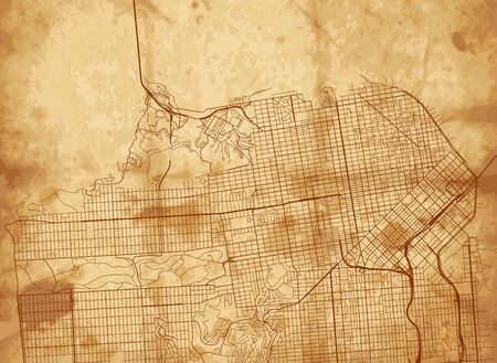 Vector background with all streets of San Francisco and surroundings map.のイラスト素材