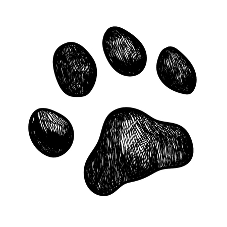 Vector illustration sketch of a dog paw printのイラスト素材