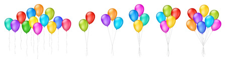 Collection of groups of colorful realistic vector balloons illustrationsのイラスト素材