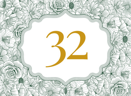 Wedding invitation greeting Card design with beutifully drawn Flower decorationsのイラスト素材