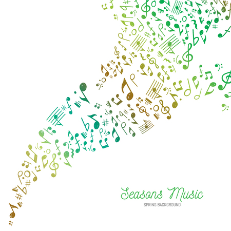 Vector Illustration of a musical themed background with the typical colors of Autumnのイラスト素材
