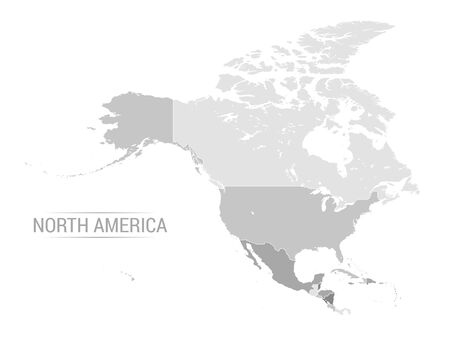 Vector illustration of North America map with grey countries and white bordersのイラスト素材