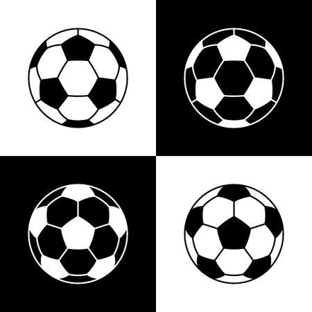Soccer ball icons. Flat vector illustration in all black and white combinations.のイラスト素材