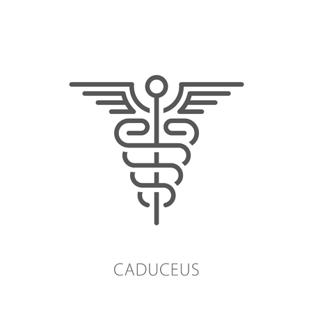 Caduceus icon vector illustration. Thin line modern styleのイラスト素材