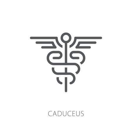Caduceus icon vector illustration. Thin line modern styleのイラスト素材