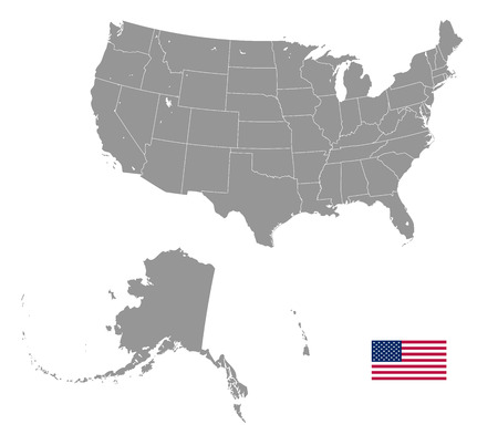 Grey Vector Map of USA with Administrative bordersのイラスト素材