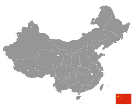 Grey Vector Map of China with Administrative bordersのイラスト素材