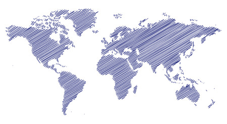 Vector Illustration of a sketched up map of the worldのイラスト素材