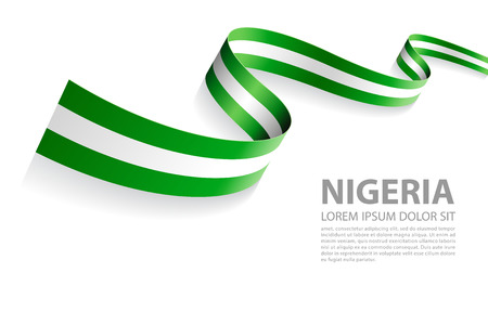 Vector Illustration Banner with Nigeria Flag colors in a perspective viewのイラスト素材