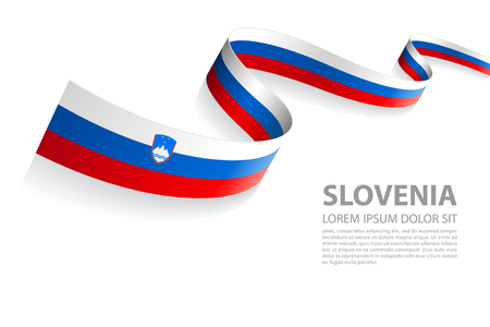 Vector Illustration Banner with Slovenia Flag colors in a perspective viewのイラスト素材