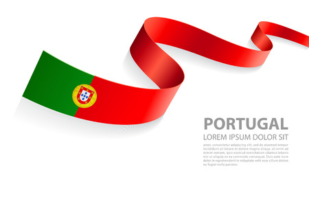 Vector Illustration Banner with Portugal Flag colors in a perspective viewのイラスト素材
