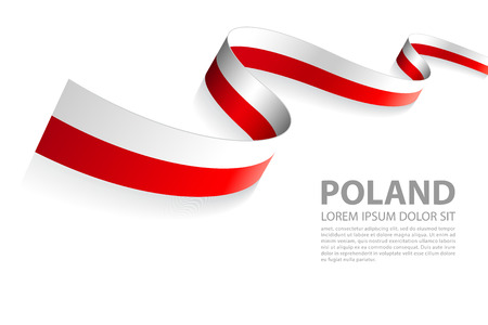 Vector Illustration Banner with Poland Flag colors in a perspective viewのイラスト素材