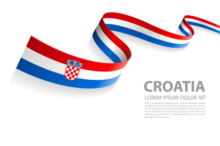 Vector Illustration Banner with Croatia Flag colors in a perspective viewのイラスト素材
