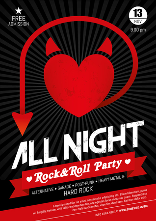 Vector Red, Black and White poster for Live Rock Music Eventsのイラスト素材