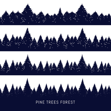 forest silhouette background. Coniferous spruce panoramaのイラスト素材