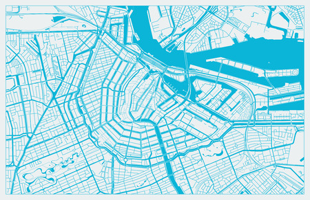 White and Blue vector city map of Amsterdam cleverly organized with layersのイラスト素材