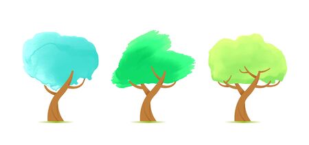 Watercolor Tree icon vector illustrationsのイラスト素材