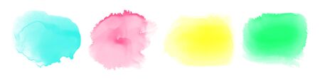 Abstract watercolor shapes on white background. Color splashing hand drawn vector paintingのイラスト素材