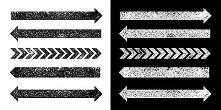 Set of black grunge texture arrrowsのイラスト素材