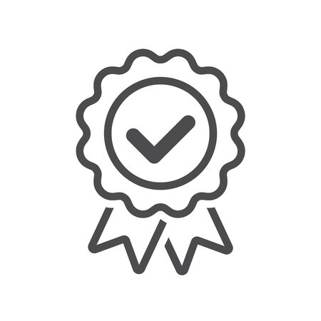 approved or certified badge correct mark icon line vectorのイラスト素材
