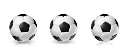 Vector soccer ball set. Tree Realistic soccer balls or football balls on white backgroundのイラスト素材