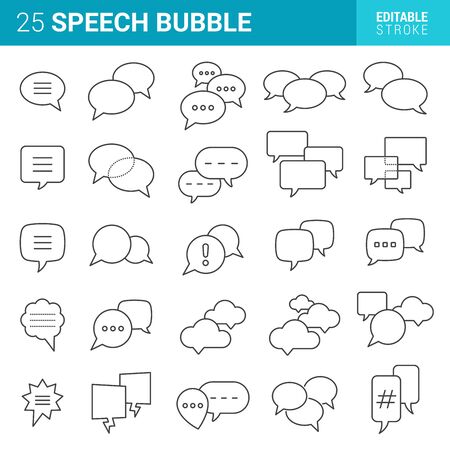 speech bubble icons vector set, comic dialog cloudsのイラスト素材