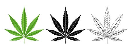 Black and Green Cannabis Leaf . Logo Designのイラスト素材