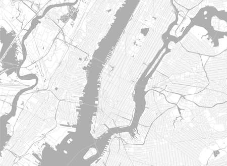 Light New York City map. Road map of New York (United States). Black and white (light) illustration of new york streets. Transport network of the Big Apple. Printable poster format (album).のイラスト素材