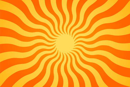 Yellow and Orange Sunburst Effect background. Abstract Vector Summer Sun Rays. Vintage radial Wavy texture Effectのイラスト素材