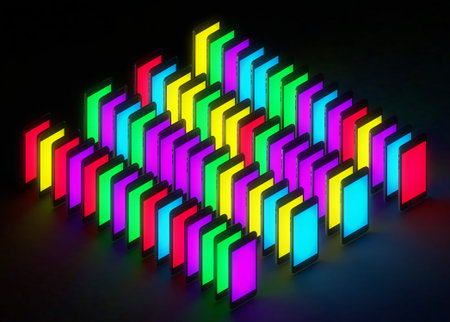 technology concept : Mobile color glow display color ful