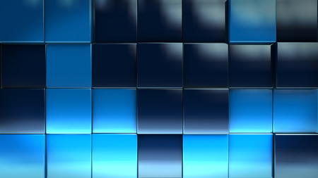 Blue Cube Blocks Background 3d Render Illustrationの写真素材