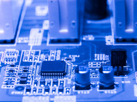 Close up of Electronic Circuits in Technology on   Mainboard (Main board,cpu motherboard,logic...