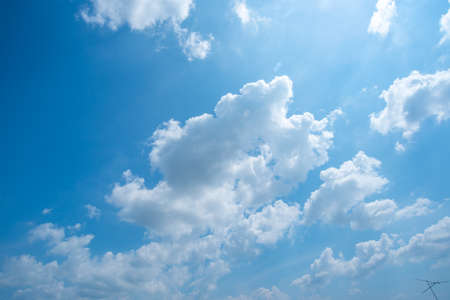 clear blue sky with cloudの写真素材