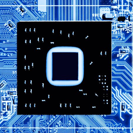 Close up of Electronic Circuits in Technology on   Mainboard background (Main board,cpu motherboard,logic board,system board or mobo)の写真素材
