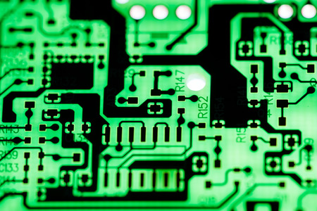 Close up of Electronic Circuits in Technology on   Mainboard background (Main board,cpu motherboard,logic board,system board or mobo)の写真素材