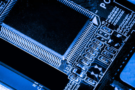 Close up of Electronic Circuits in Technology on   Mainboard background (Main board,cpu...