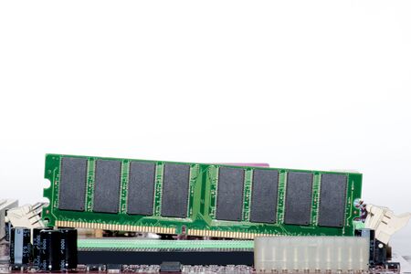 Close up of Electronic Ram(random access memory) on Mainboard computerの写真素材