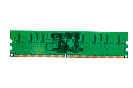 Close up of Electronic Ram(random access memory) on Mainboard computer