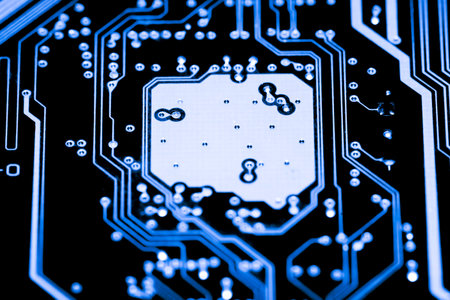 Abstract close up of Electronic Circuits in Technology on Mainboard computer background  (logic...