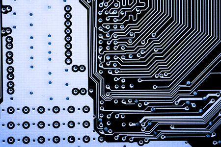 Abstract close up of Electronic Circuits in Technology on Mainboard computer background  (logic...
