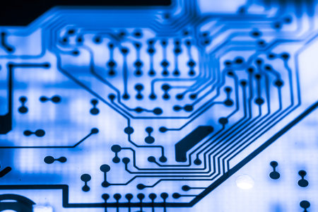 Close up of Electronic Circuits in Technology on Mainboard computer