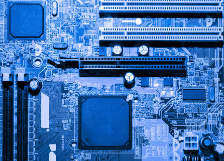 Close up of Electronic Circuits in Technology on Mainboard computer background  (logic board,cpu...